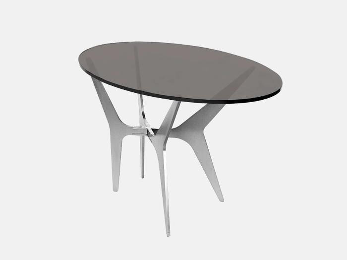 DEAN - Oval glass and steel high side table _ GABRIEL SCOTT